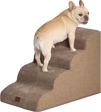 EHEYCIGA Curved Dog Stairs for High Beds 19.7" H 4-Step Dog
