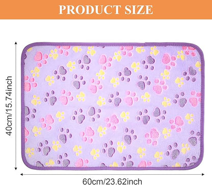 4 Pcs Pet Blanket Dog Puppy Blanket Paw Print Fleece Blanket for Small Medium Pet Dog Cat Warm Soft Sleep Mat Guinea Pig Cage Liners Blanket (White, Coffee, Pink, Purple,Small(24 x 16 Inch))