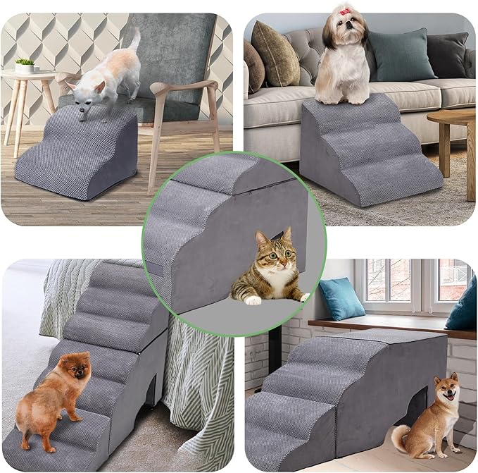 Dog Stairs for Small Dogs High Beds 32-36" H Grey/34 H