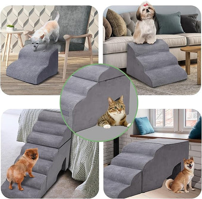 Dog Stairs for Small Dogs High Beds 32-36" H Grey/34 H