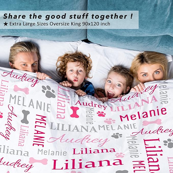 Personalized Dog Blankets Dog Paw Print Blanket Puppy Blanket 60"x50"