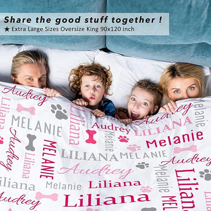 Personalized Dog Blankets Dog Paw Print Blanket Puppy Blanket 120"x90" for