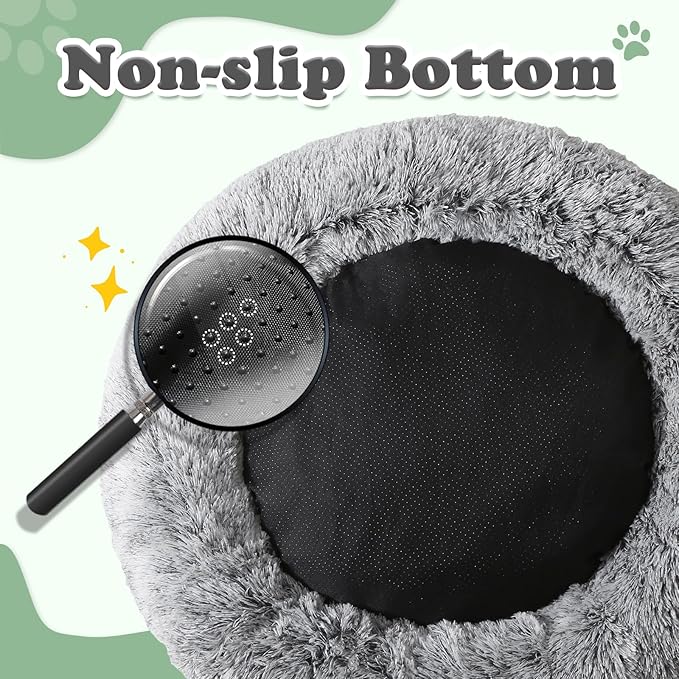 JOLLYVOGUE Black Calming Donut Dog Bed (20")