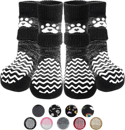 PUPTECK Anti Slip Dog Socks 2 Pairs with Double Grippers for Hardwood Floors