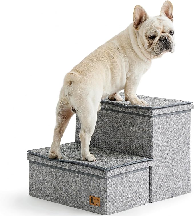 BEDELITE Dog Stairs for Large Dogs 200Lbs with Storage，2 Tiers