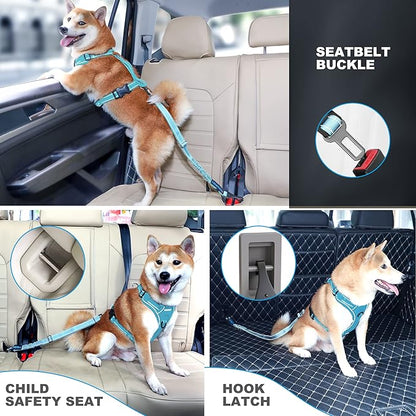 IOKHEIRA Dog Seatbelt, Adjustable, Reflective, Bungee Buffer, Large/Medium/Small, 900lbs, for Dogs