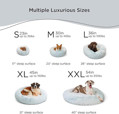 Best Friends by Sheri The Original Calming Donut Cat and Dog Bed in Shag Fur Frost 30"
