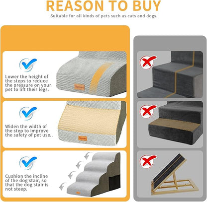 Topmart 4 Tiers Foam Dog Stairs/Steps for Small Dogs Pain,20.5”H