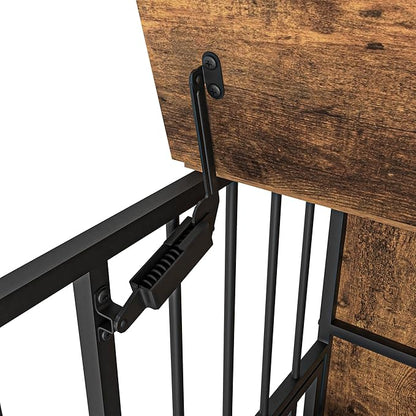 NicBex Dog Crate Furniture Dog Cage with 360 Degree Rotation Height Adjustable Feeding Bowls