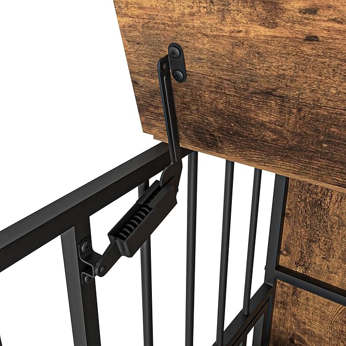 NicBex Dog Crate Furniture Dog Cage with 360 Degree Rotation Height Adjustable Feeding Bowls