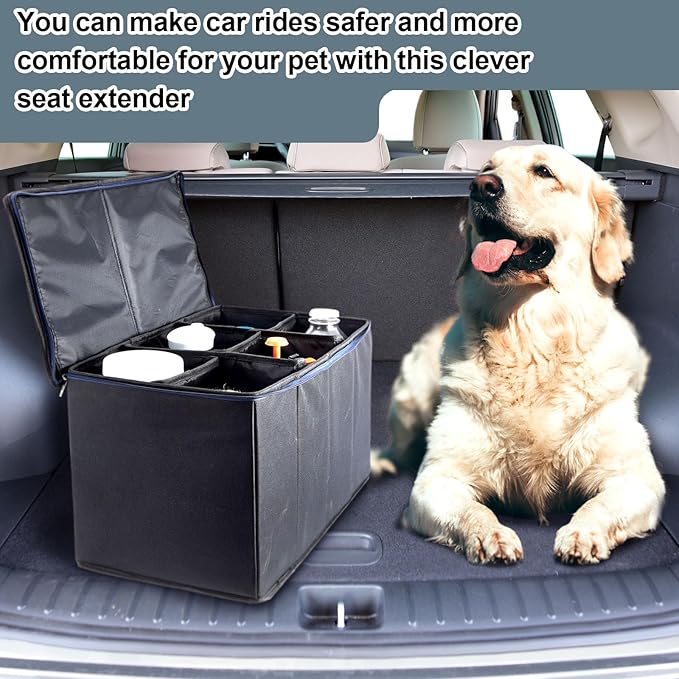 Abbylike 2 Pcs Dog Back Car Seat Extender Pet Seat Extender with Adjustable Storage Bins for Travel