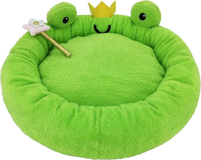 TONBO Soft Plush Small Cute and Cozy Food Dog Cat Bed, Washer and Dryer Friendly (Frog)