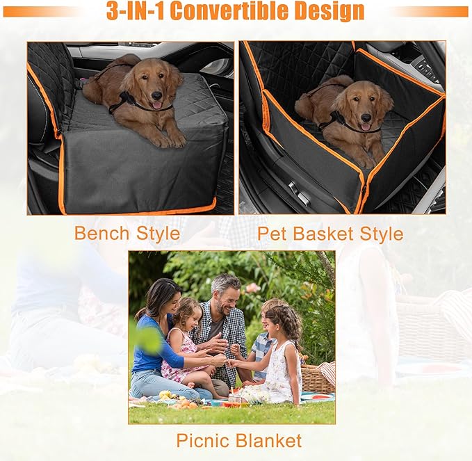 uxcell Dog Car Seat Cover with Side Flaps 5 Layer 600D Oxford