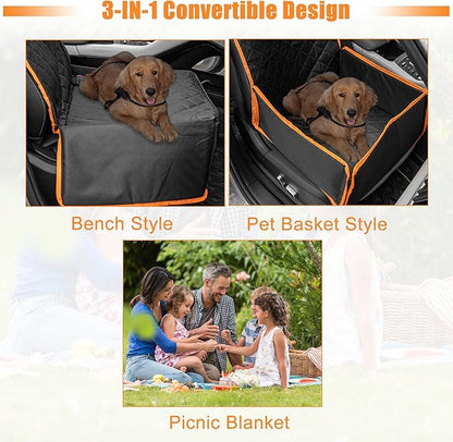 uxcell Dog Car Seat Cover with Side Flaps 5 Layer 600D Oxford