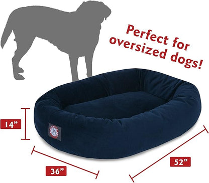 Majestic Pet 52 Inch Suede Calming Dog Bed Washable – Cozy Soft Round Dog Bed with Spine Support for Dogs to Rest their Head 52x35x11 (Inch)