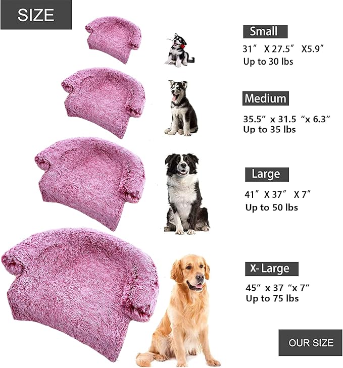 Calming Dogs/Cats Bed Fluffy Plush Dogs/Cats Mat for Furniture Protector with Waterproof Lining