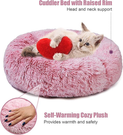 Aurako Cat Bed Dog Bed Round Cushion Pet 16" Pink