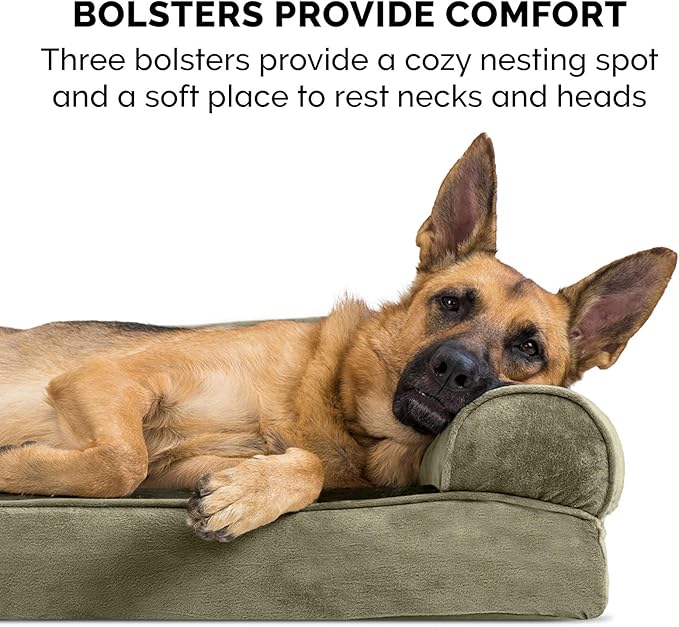 Furhaven Memory Foam Dog Bed for Large Dogs w/ Removable Bolsters & Washable Cover 95 lbs