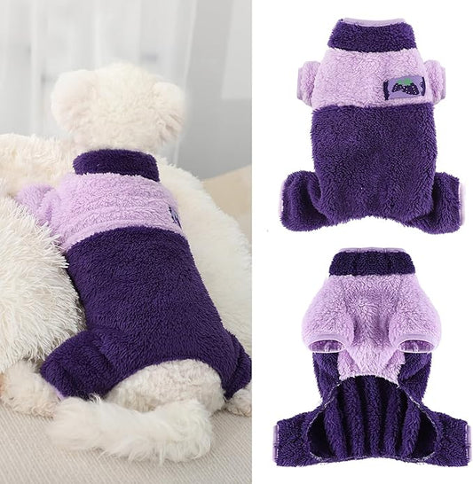 Dog Sweater Pajamas Fall Dog Clothes for Small Dogs Girl & Boy Warm Turtleneck Dog Pjs Puppy Onesie Jumpsuits Winter Hairless Cat Clothes Dog Apparel Pet Clothes, Purple