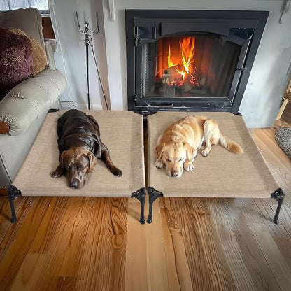 Veehoo 2 Pack Raised Dog Bed 42" x 30", Beige CWC1803-L