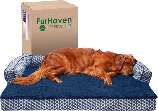 Furhaven Orthopedic Dog Bed for Large Dogs w/ Removable Bolsters & Washable Cover 95 lbs