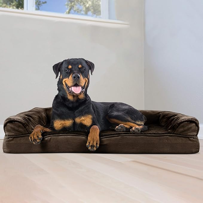Furhaven Orthopedic Dog Bed for Large Dogs w/ Removable Bolsters & Washable Cover 95 lbs