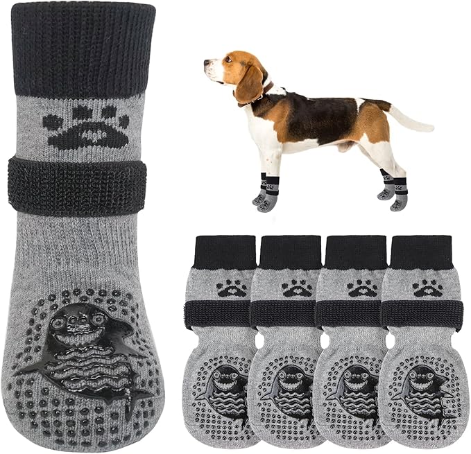 SCENEREAL Dog Socks to Prevent Licking Paws for Hardwood Floors Anti Slip