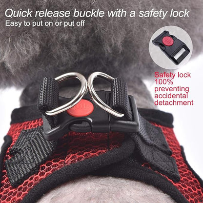 Dog Harness Step-in Breathable Puppy Cat Dog Vest Harnesses for Small Medium Dogs Red