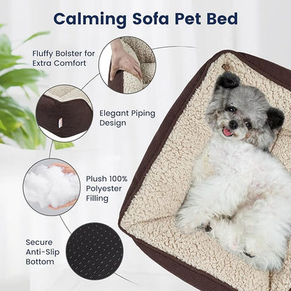 Miguel Washable Dog Bed with Removable Cushion for Small Dogs 20 Inch