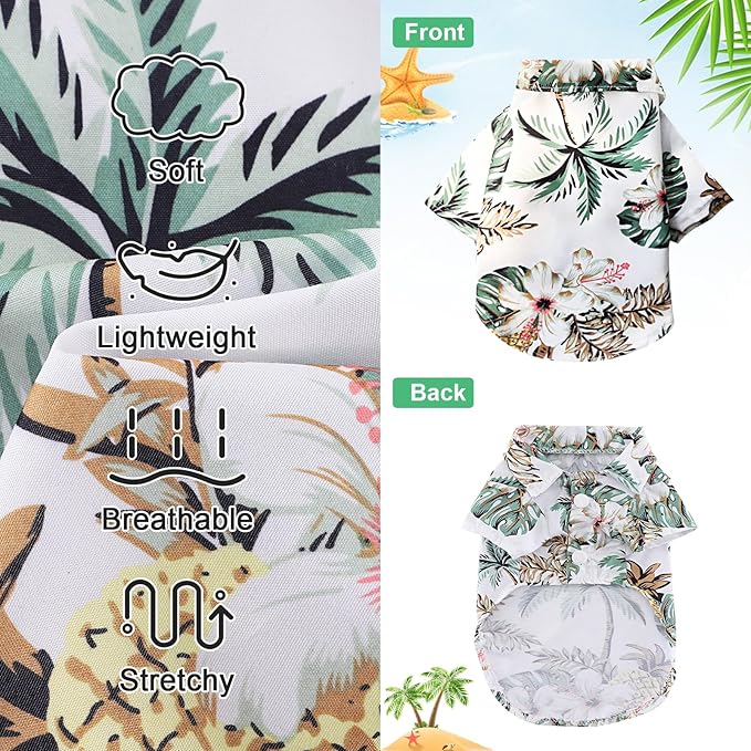 Dog Hawaiian Shirt Hawaii Style Summer Dog Clothes Boy Girl Breathable Cool Costume Beach Seaside Sweatshirt for Small Puppy Polo T-Shirt Pet Outfit