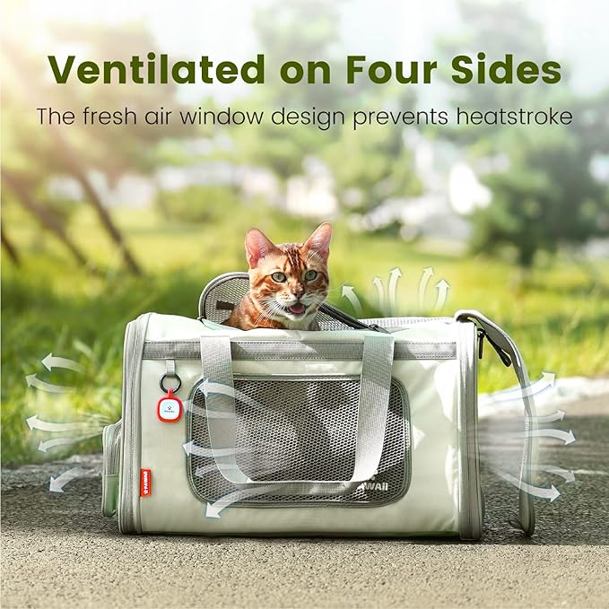 Pawaii Cat Carrier with ID Tag, TSA Airline Approved Cat Carrier, Soft Sided Collapsible Pet Travel Carrier, Foldable Cat Travel Bag, Protable, Comfortable, Convenient Cat Travel Carrier