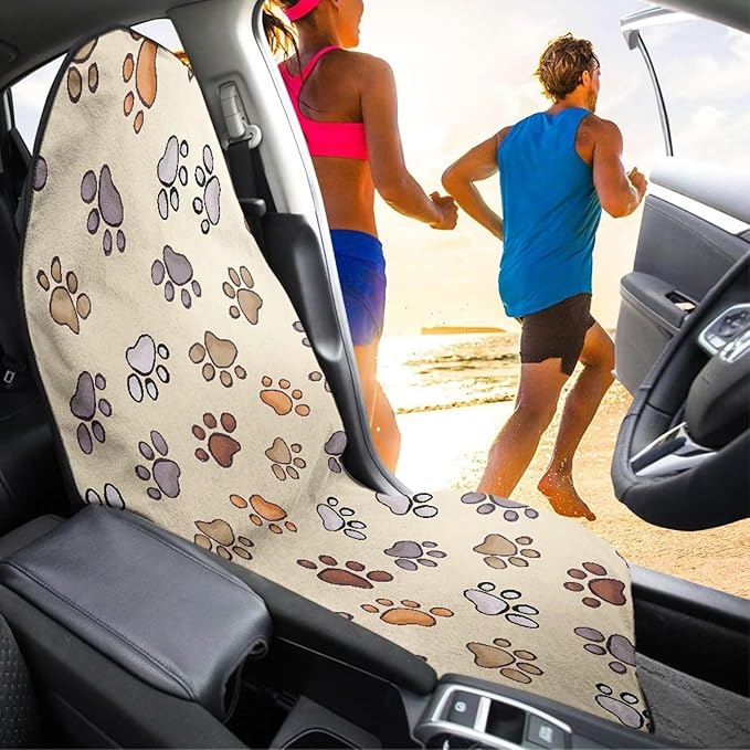 Dog Paw Car Seat Protector Sweat Proof Auto Seat Cover with Non-Slip Backing Waterproof Universal Sport Accessories Fit Athletes Running Hiking Boxing