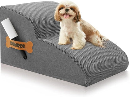 High Density Foam Dog Stairs Ramp for Beds Couches 2-Tiers