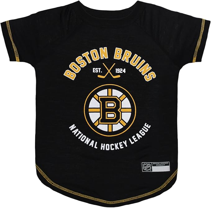 NHL PET TEE Shirt - Boston Bruins Ice Hockey Team Dog Shirt, Size: X-Large. Soft, Breathable, Stretchable & Washable Pet T-Shirt XL. Cool & Fashionable Pet Shirt for The Boston Bruins Hockey Fan!