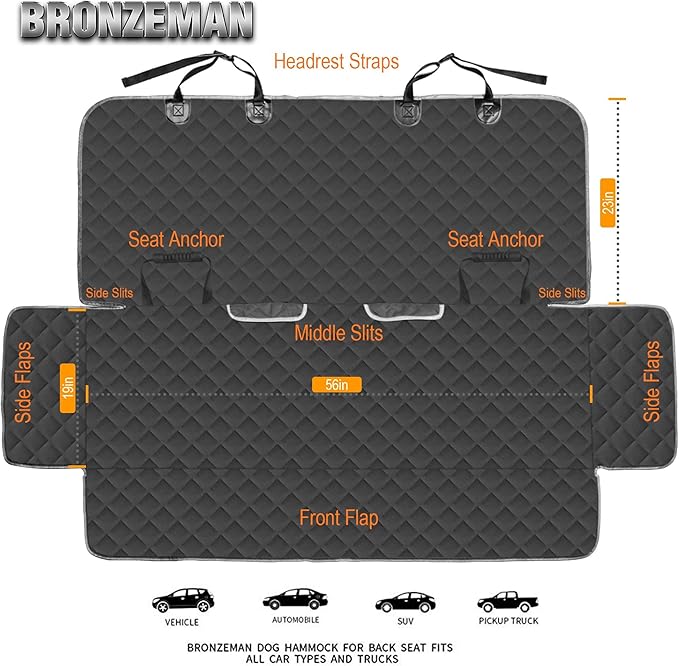 BRONZEMAN 100% Waterproof Bench Car Seat Cover Protector