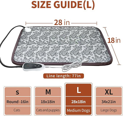 Dog Heating Pad for Dogs 28x18in Waterproof Pet Heating Pad Smart Thermostat Switch