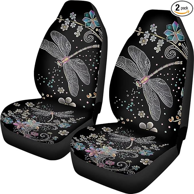 Floral Dragonfly Car Seat Covers Front Set