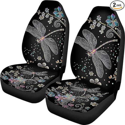 Floral Dragonfly Car Seat Covers Front Set