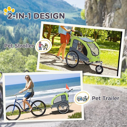 Aosom Dog Bike Trailer 2-in-1 Pet Stroller