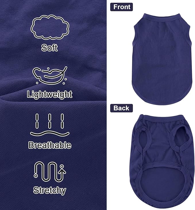 Dog Shirt Vest Clothes for Small Dogs Boy Girl Summer Solid Stretchy Puppy T-Shirts Soft Cool Breathable Lightweight Dog Sweatshirt Pet Cat Outfit