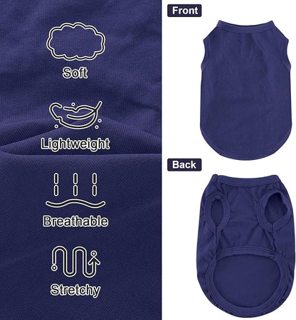 Dog Shirt Vest Clothes for Small Dogs Boy Girl Summer Solid Stretchy Puppy T-Shirts Soft Cool Breathable Lightweight Dog Sweatshirt Pet Cat Outfit