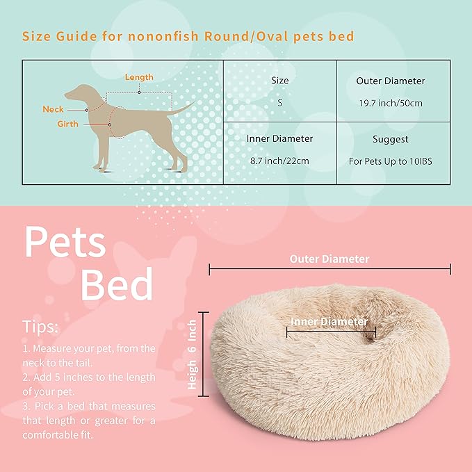 Small Dog Bed Calming Dogs Bed for Small Medium Large Dogs Anti-Anxiety Puppy Bed Machine Washable Warming Cozy Soft Pet Round Bed Fits up to 10-100 lbs (Small (Pack of 1)