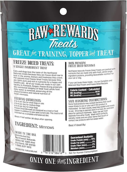 Northwest Naturals Raw Rewards Freeze-Dried Minnow Treats for Dogs and Cats - Bite-Sized Pieces - Healthy, 1 Ingredient, Human Grade Pet Food, All Natural - 1 Oz (Pack of 3) (Packaging May Vary)