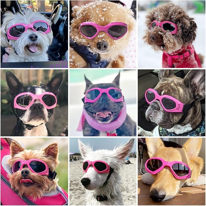 NAMSAN Dog Sunglasses Medium Breed UV Protection Dog Goggles for Small to Medium Dogs Windproof Anti-fog Snowproof Puppy Glasses