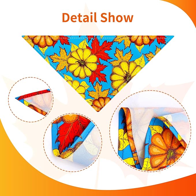 10PCS Large Dog Bandanas Fall Large XL XXL Big Dog Breed Pumpin Harvest Leaves Forest Autumn Pattern Kerchief Triangle Bibs Head Scarves for Boys and Girls Grooming Accessories Costume