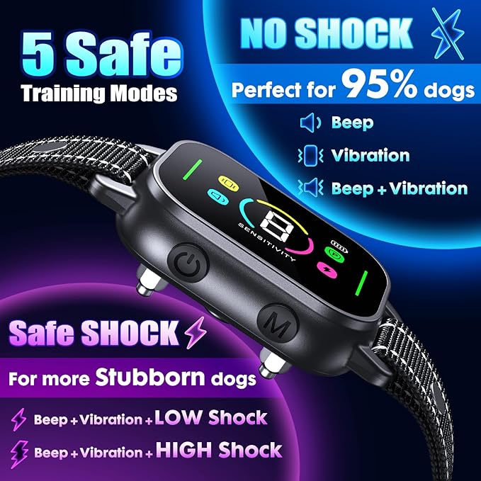 NHUJK Bark Collar- Smart Dog Bark Collar for Small Medium Large Dogs 8 Adjustable