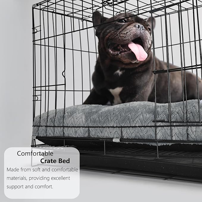 Small Dog Bed for Crate Washable Extra Soft 24 inch Dog Crate Bed with Anti-Slip Bottom Puppy Sleeping Pad for Small Breeds Dogs up to 25 lbs 24" x 18",Dark Grey