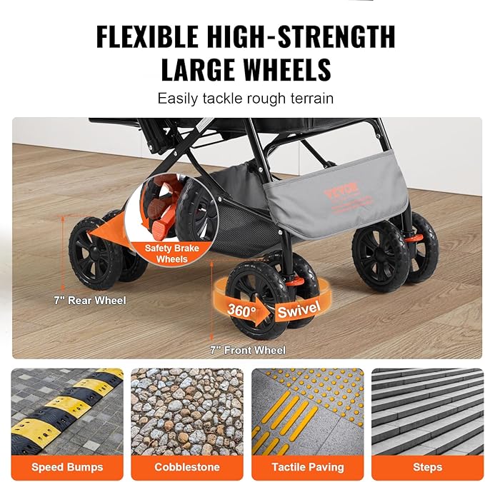 VEVOR Dog Stroller for Medium Small Dogs Cats Up to 44lbs 4 Wheel