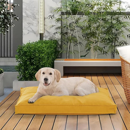 Dog Bed Cover, Waterproof Dog Bed Replacement Cover with Zipper, Oxford Removable Pet Bed Mattress Protector for Outdoor Use, 36Lx27Wx3H in, Bed Cover Only, Yellow