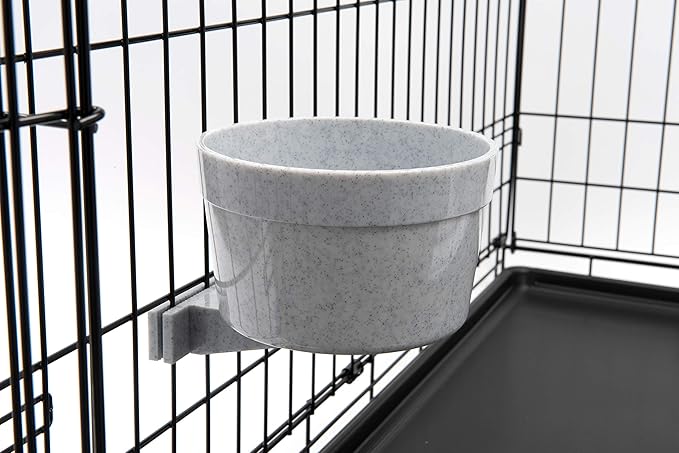 Lixit Quick Lock Removable Dog Kennel Bowls for Wire and Soft Sided Crates (40oz Wire Crate, Granite Pack of 2)